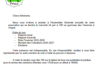 Remise des Ceintures et Assemblée Générale 24/06