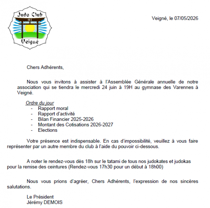 Image de l'actu 'Remise des Ceintures et Assemblée Générale 24/06'